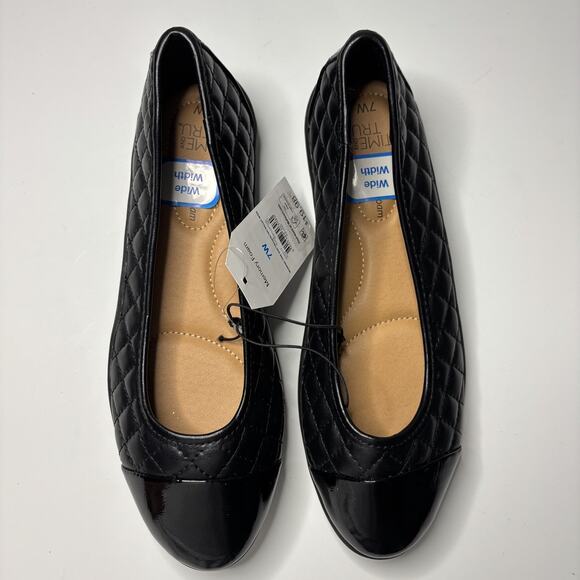 Time And Tru Quilted Ballet Memory Foam Slip On Shoes Women's Black Size 7 - Picture 4 of 9